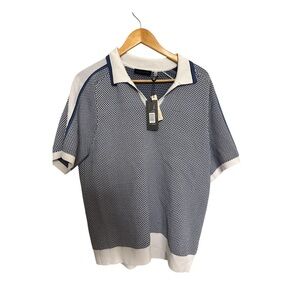 NWT Elie Tahari Blue and White Polo Shirt Casual Style